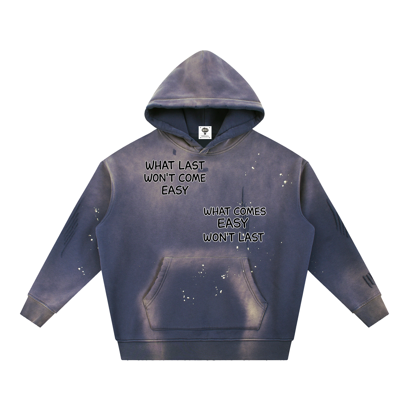 "STAY TRUE™ " Vintage Washed Frayed Fleece Hoodie