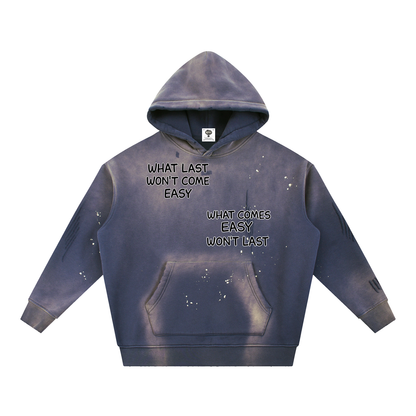"STAY TRUE™ " Vintage Washed Frayed Fleece Hoodie