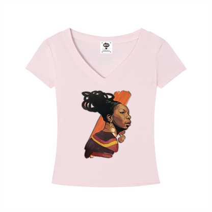 "NINA" Tencel Slim Fit V-Neck T-Shirt