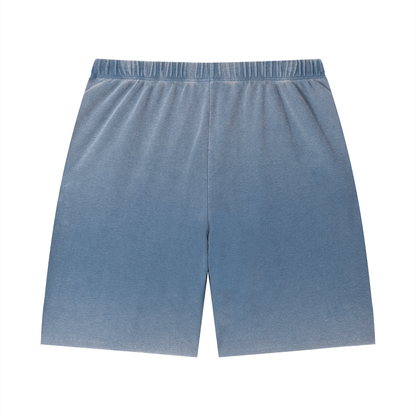 PYN™ x BKRP™ "PYN"  Vintage Wash Sunfade Waffle Raw Hem Shorts