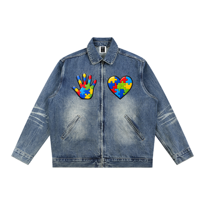 "Autism Speaks" Vintage Wash Denim Jacket