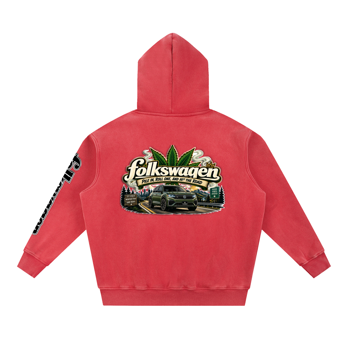 "Road Trip" Snow Wash Fleece Oversize Hoodie