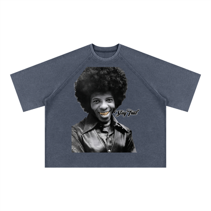 "Sly Stone" Mineral Wash Boxy Waffle T-Shirt