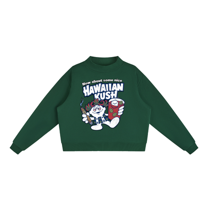 Sparksky & Dutch™ "Hawaiian Punch" Essential Fleece Mock-Neck Crew Sweatshirt