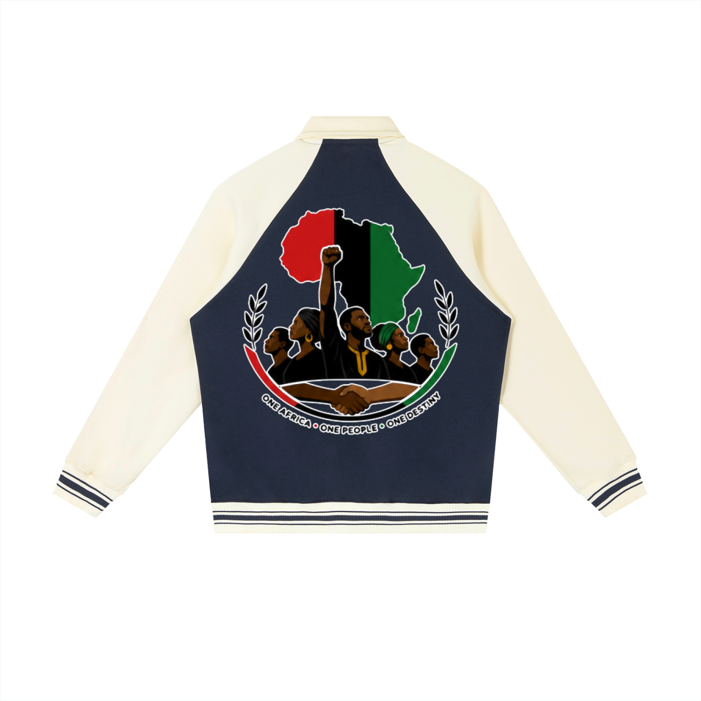 "One Blood" Raglan Sleeve Baseball Jacket