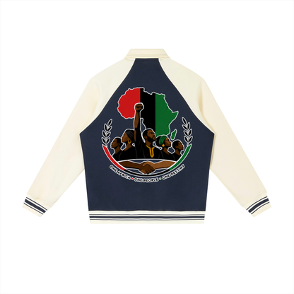 "One Blood" Raglan Sleeve Baseball Jacket