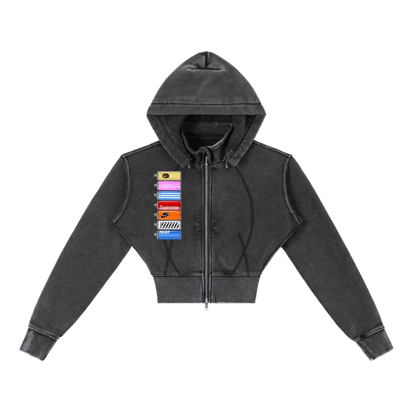 "Taggin' " Vintage Washed Cropped Fleece Hoodie