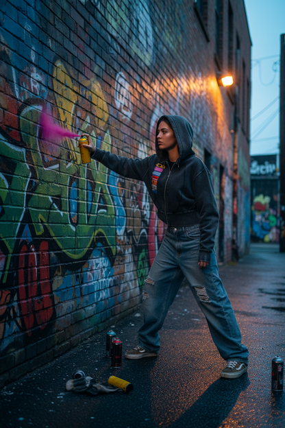"Taggin' " Vintage Washed Cropped Fleece Hoodie