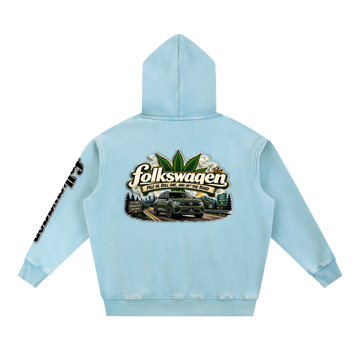 "Road Trip" Snow Wash Fleece Oversize Hoodie
