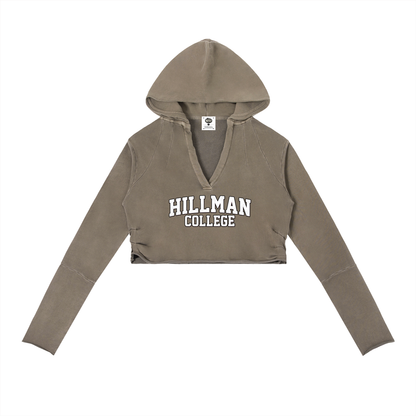 "Hillman College" Vintage Washed Raw Edge Hoodie