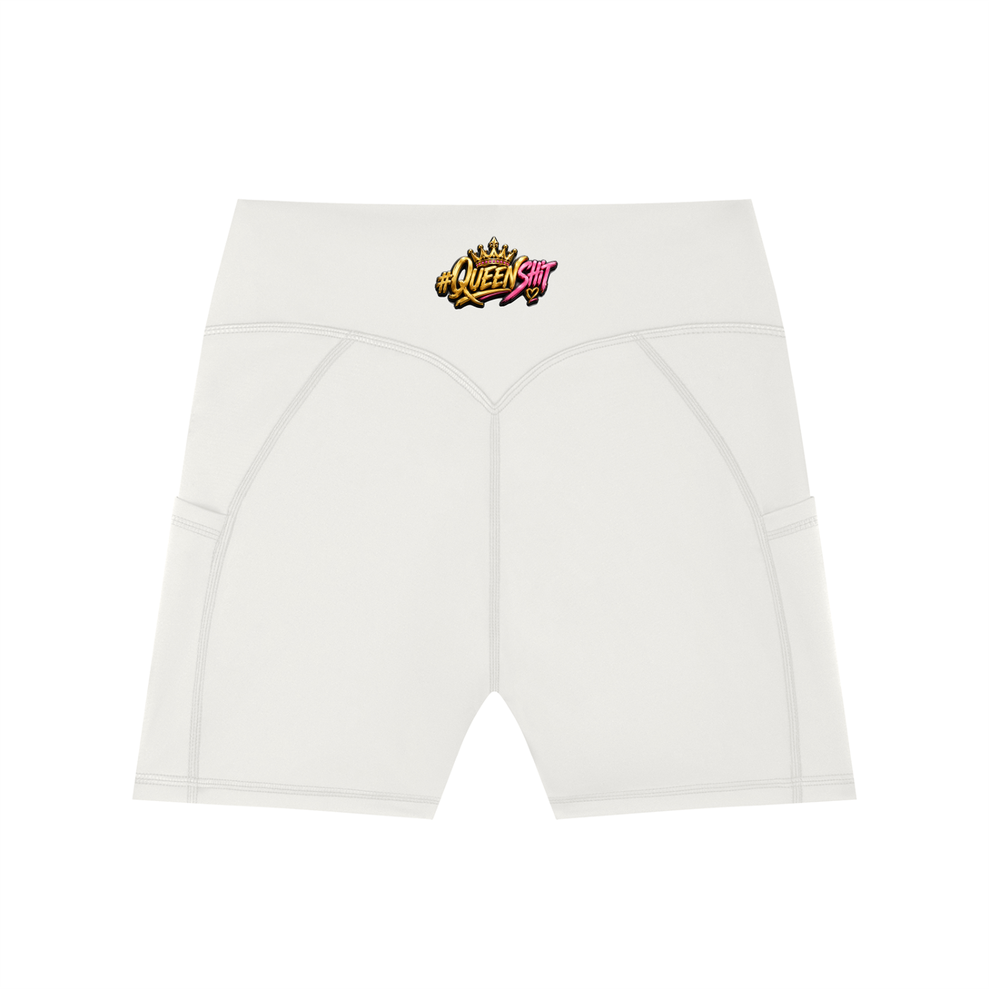"QUEENS" Women's High-Waisted Pocket Biker Shorts