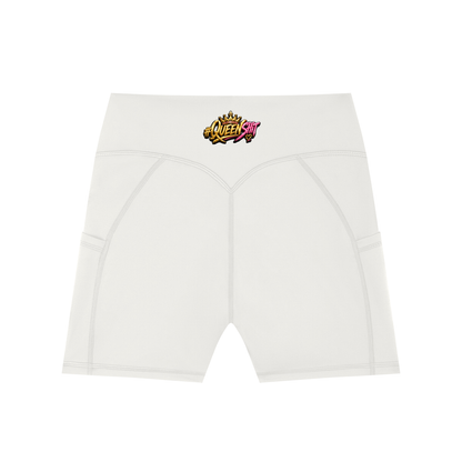 "QUEENS" Women's High-Waisted Pocket Biker Shorts