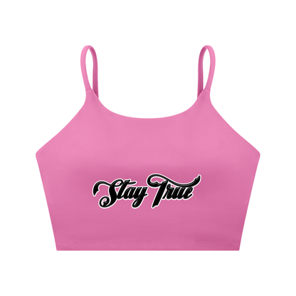 "STAY TRUE" Spaghetti Strap Yoga Sports Bra