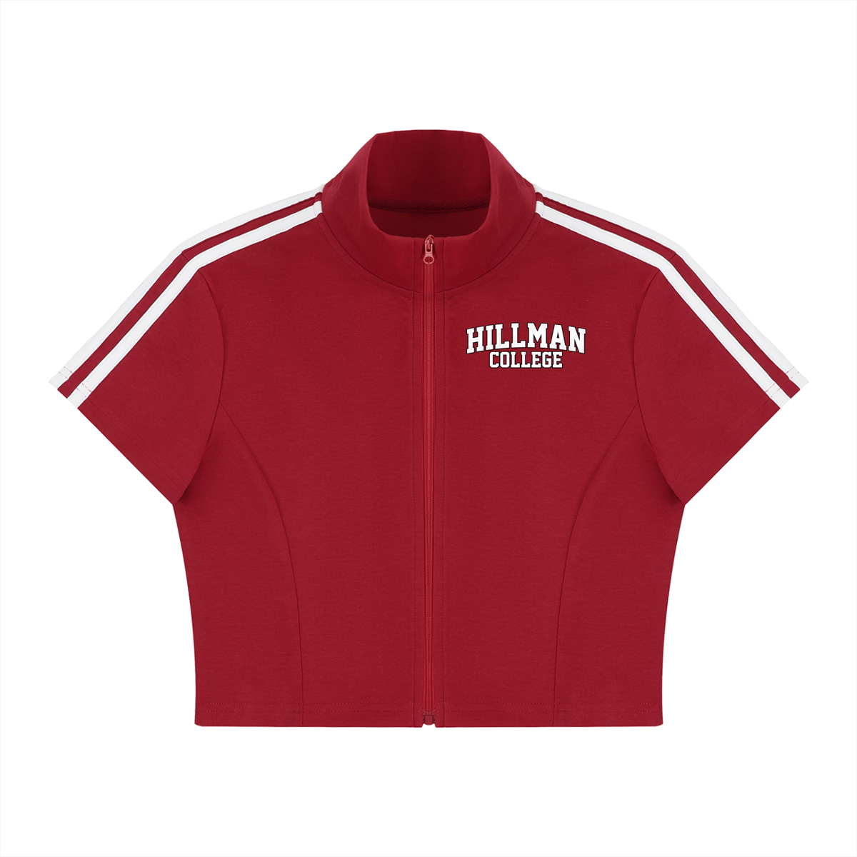 Hillman College "Gilbert Hall" Women's Cropped Full Zip Short Sleeve T-Shirt
