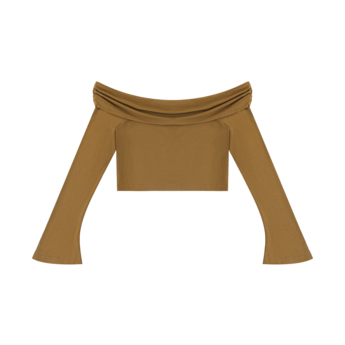 "Brooklyn Republic Essentials" Women's Off-the-Shoulder Bell Sleeve Crop