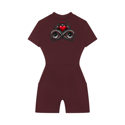 Infinity Sione™ "Heartbeatz" Women's Quarter-Zip Short Sleeve Romper