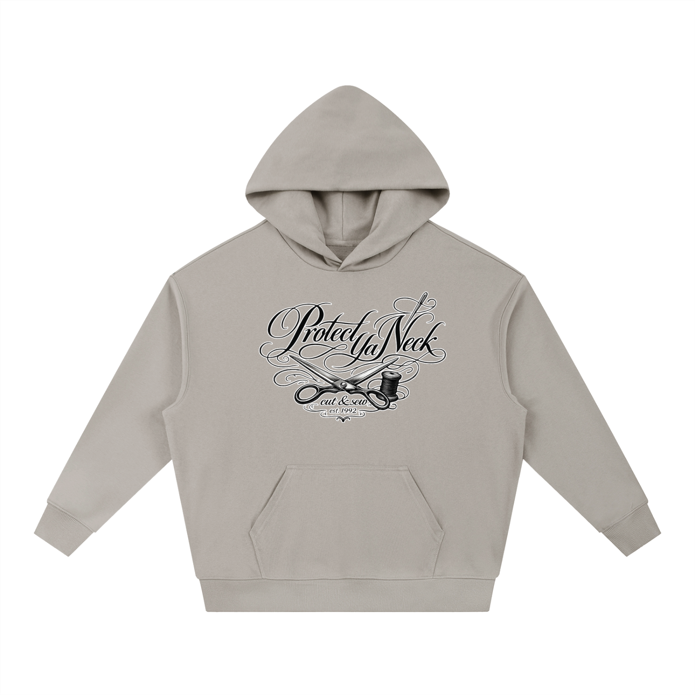 PYN™ x BKRP™ "Cut & Sew" Essential Boxy Heavyweight Drop-Shoulder Hoodie