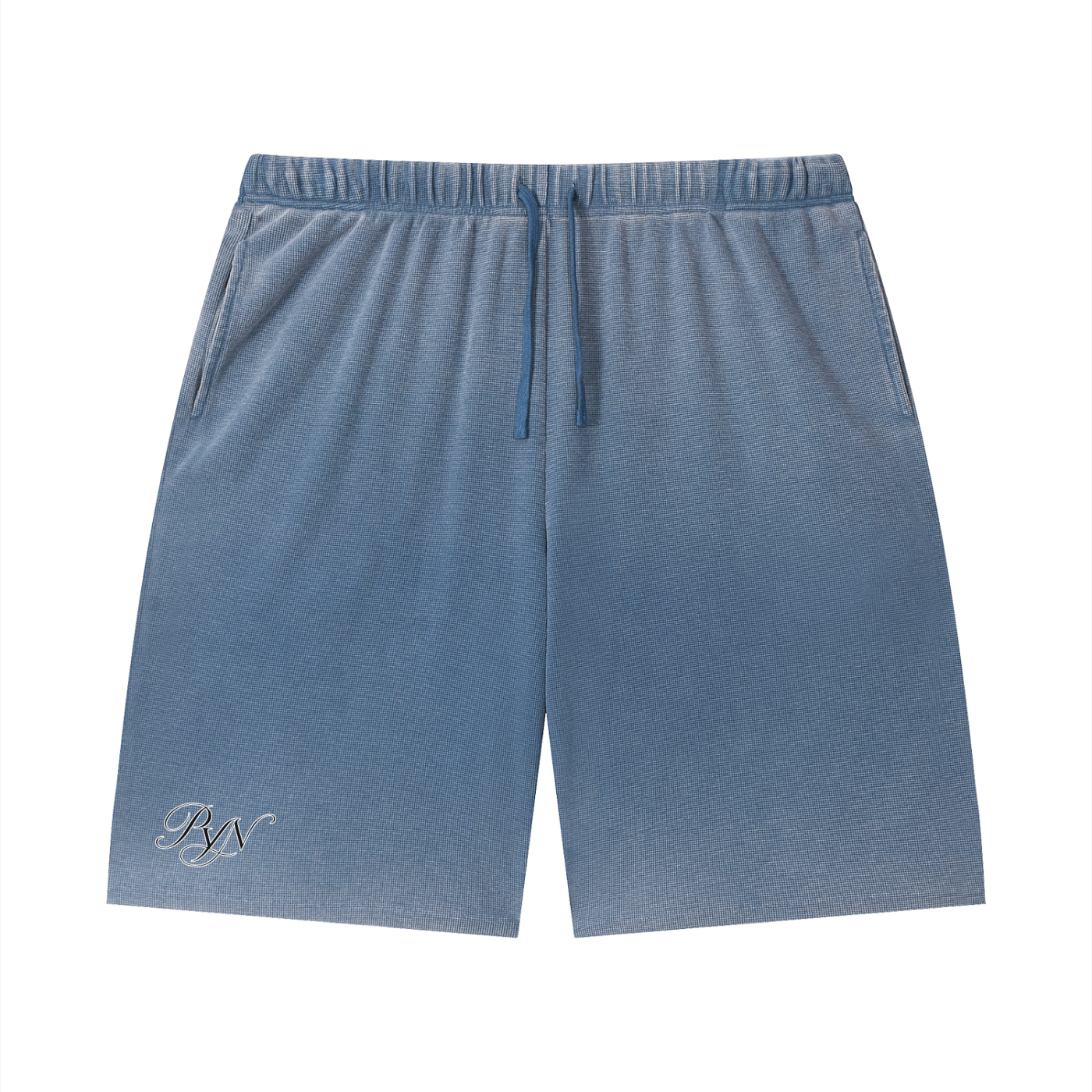 PYN™ x BKRP™ "PYN"  Vintage Wash Sunfade Waffle Raw Hem Shorts