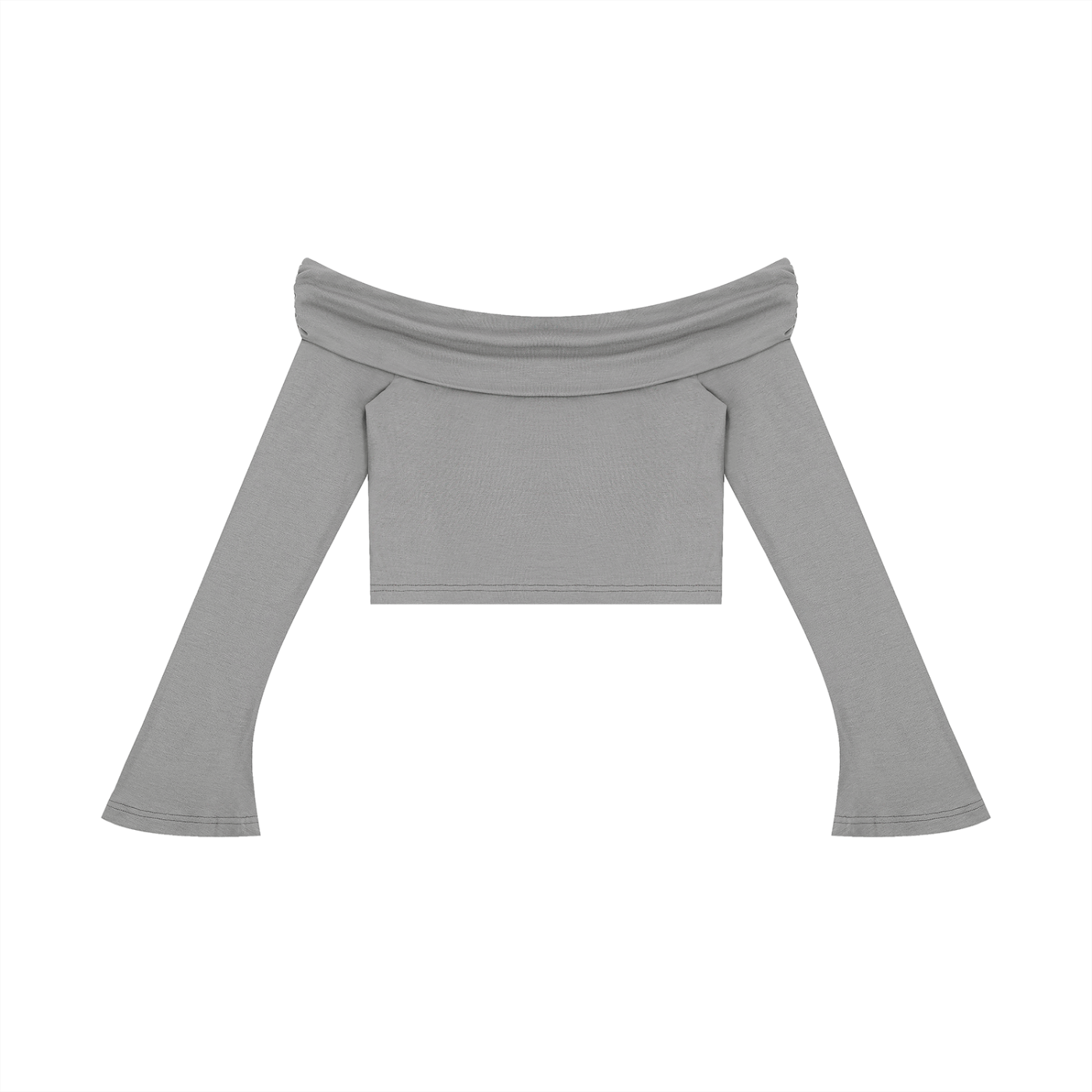 "Brooklyn Republic Essentials" Women's Off-the-Shoulder Bell Sleeve Crop