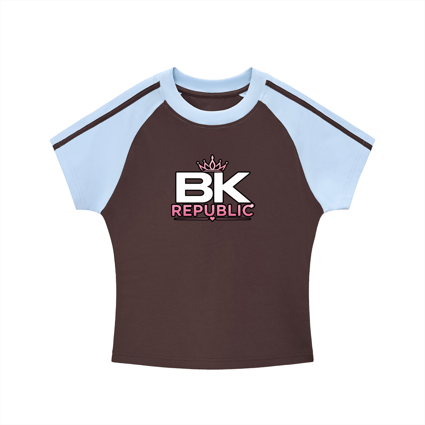 "Brooklyn Republic Essentials"  Women's Contrast Stripes Bodycon Raglan  Sleeve T-Shirt