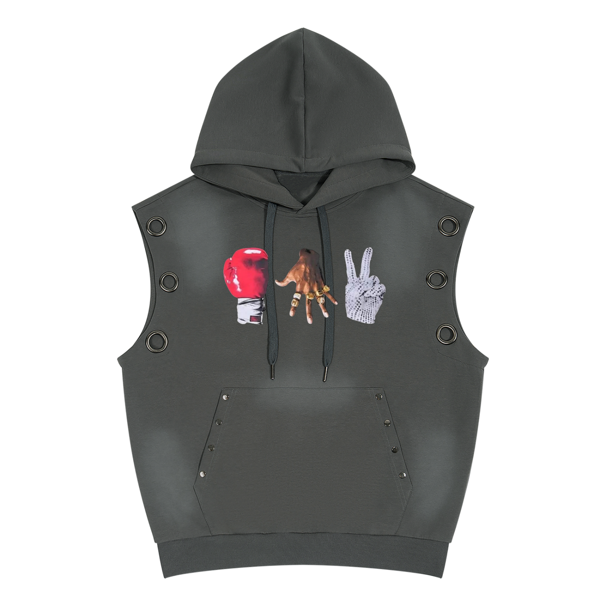 "MICHAEL" Vintage Wash Sun Fade Sleeveless Hoodie