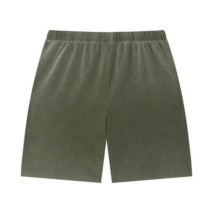 "Brooklyn Republic Essentials" Vintage Wash Sunfade Waffle Raw Hem Shorts