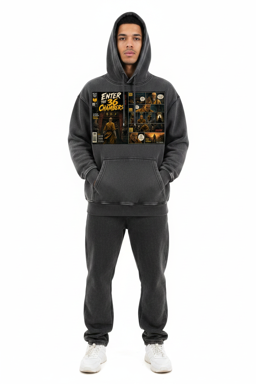 PYN™ x BKRP™ "Enter the 36 Chambers" Snow Wash Fleece Oversize Hoodie