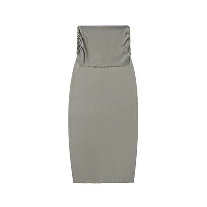 Women's Dyed Washed Straight Hip-Hugging Slim Maxi Skirt