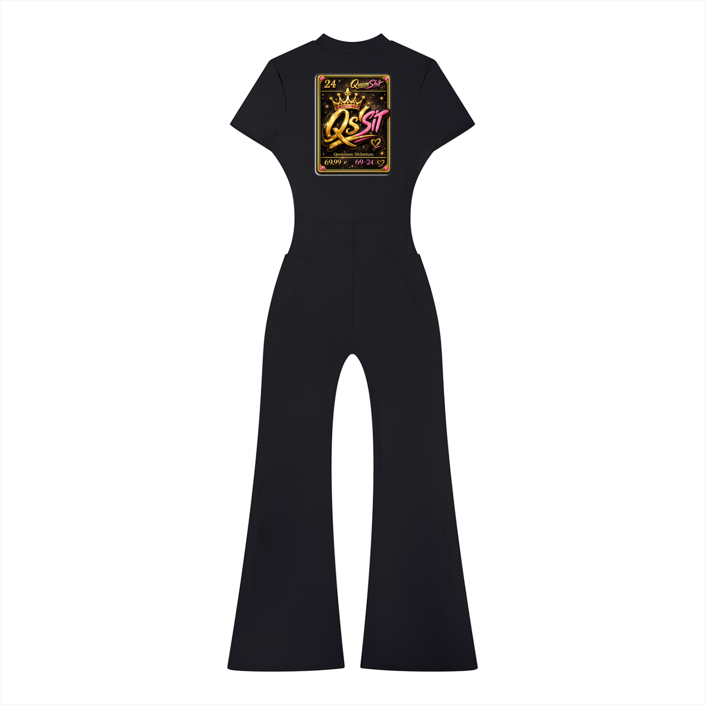 "QUEEN" Women’s Tight Flared Leg Quarter-Zip Jumpsuit