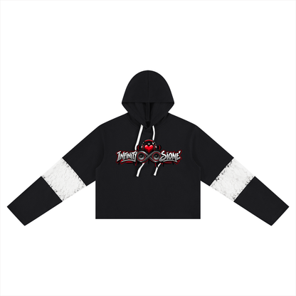 Infinity Sione™ "Heartbeatz" Women’s Cropped Lace-Panel Hoodie