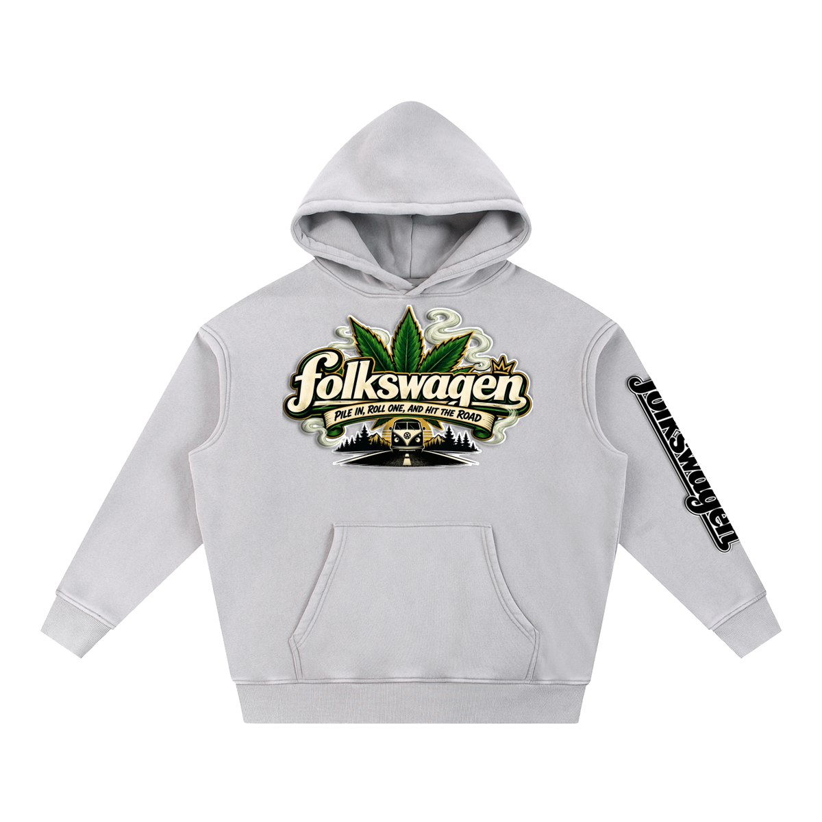 "Folkswagen" Snow Wash Fleece Oversize Hoodie
