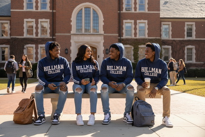 "Hillman College" Contrast Side Stripe Cropped Hoodie