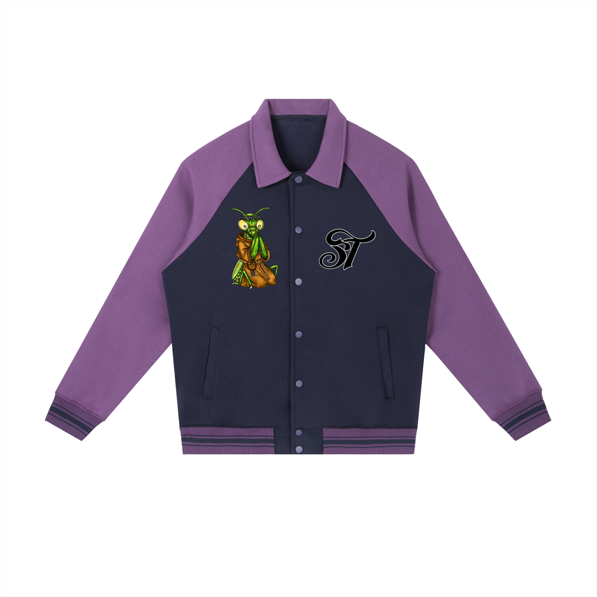 Brooklyn Zoo™ "Father Mantis" Contrast Raglan Sleeve Baseball Jacket