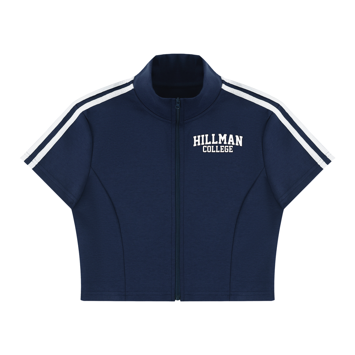 Hillman College "Gilbert Hall" Women's Cropped Full Zip Short Sleeve T-Shirt