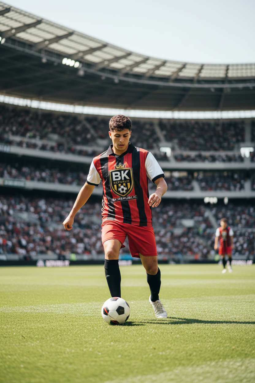 "BK United" Boxy Striped Collared Soccer Jersey