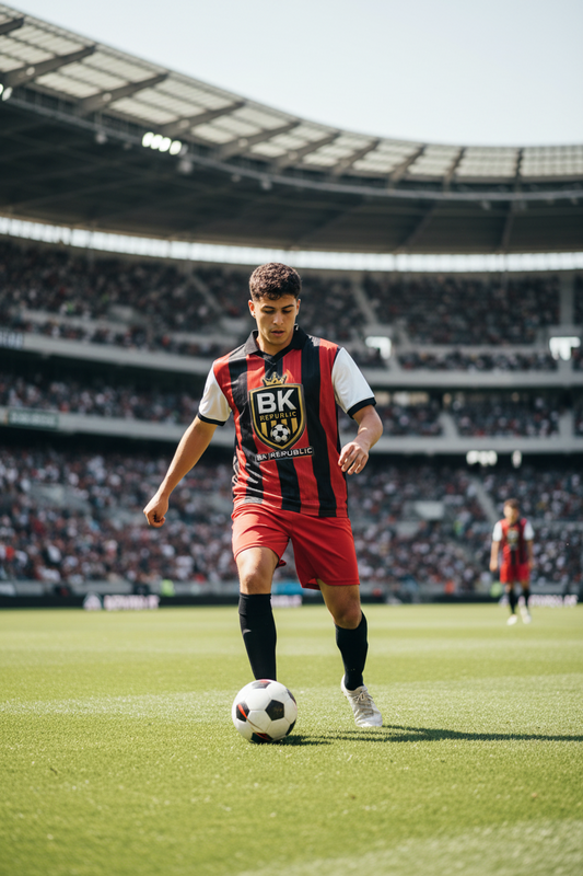 "BK United" Boxy Striped Collared Soccer Jersey
