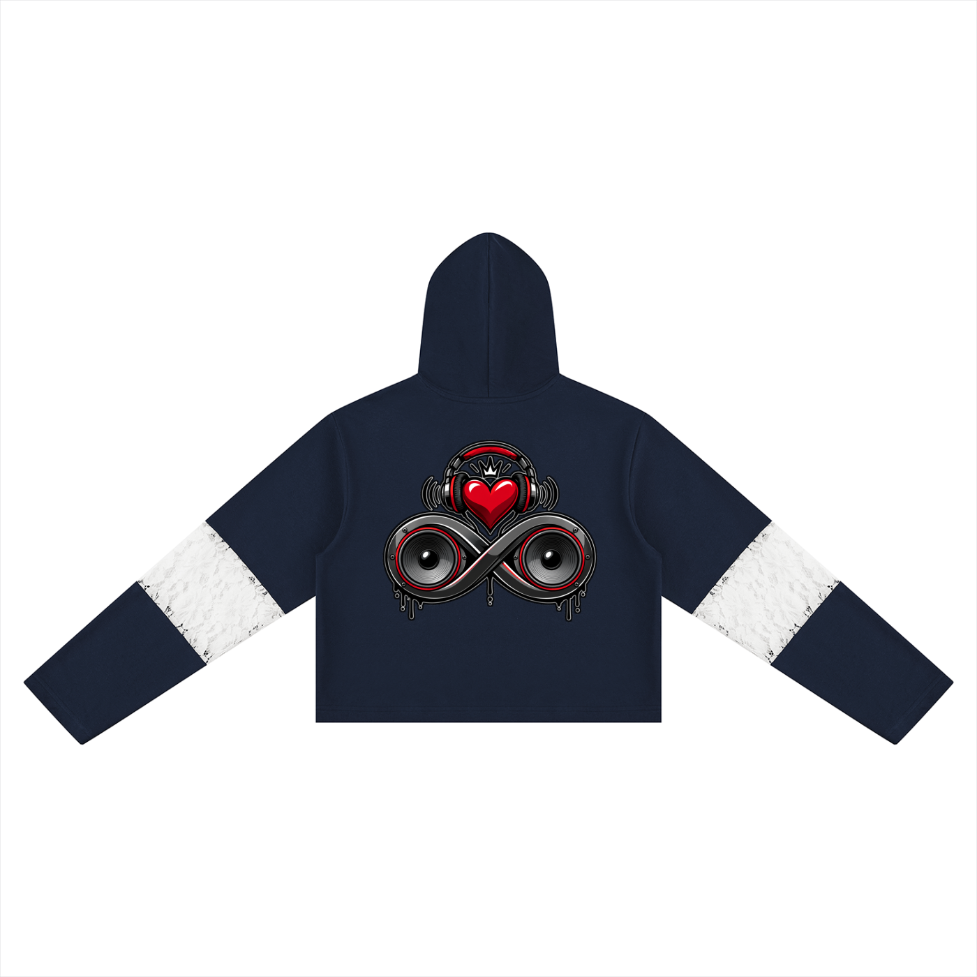 Infinity Sione™ "Heartbeatz" Women’s Cropped Lace-Panel Hoodie