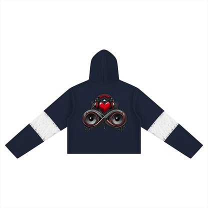 Infinity Sione™ "Heartbeatz" Women’s Cropped Lace-Panel Hoodie