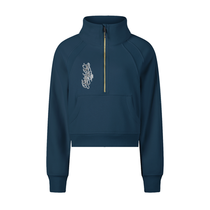 PYN™ x BKRP™ "Cut & Sew" Cropped Half-Zip Sweatshirt