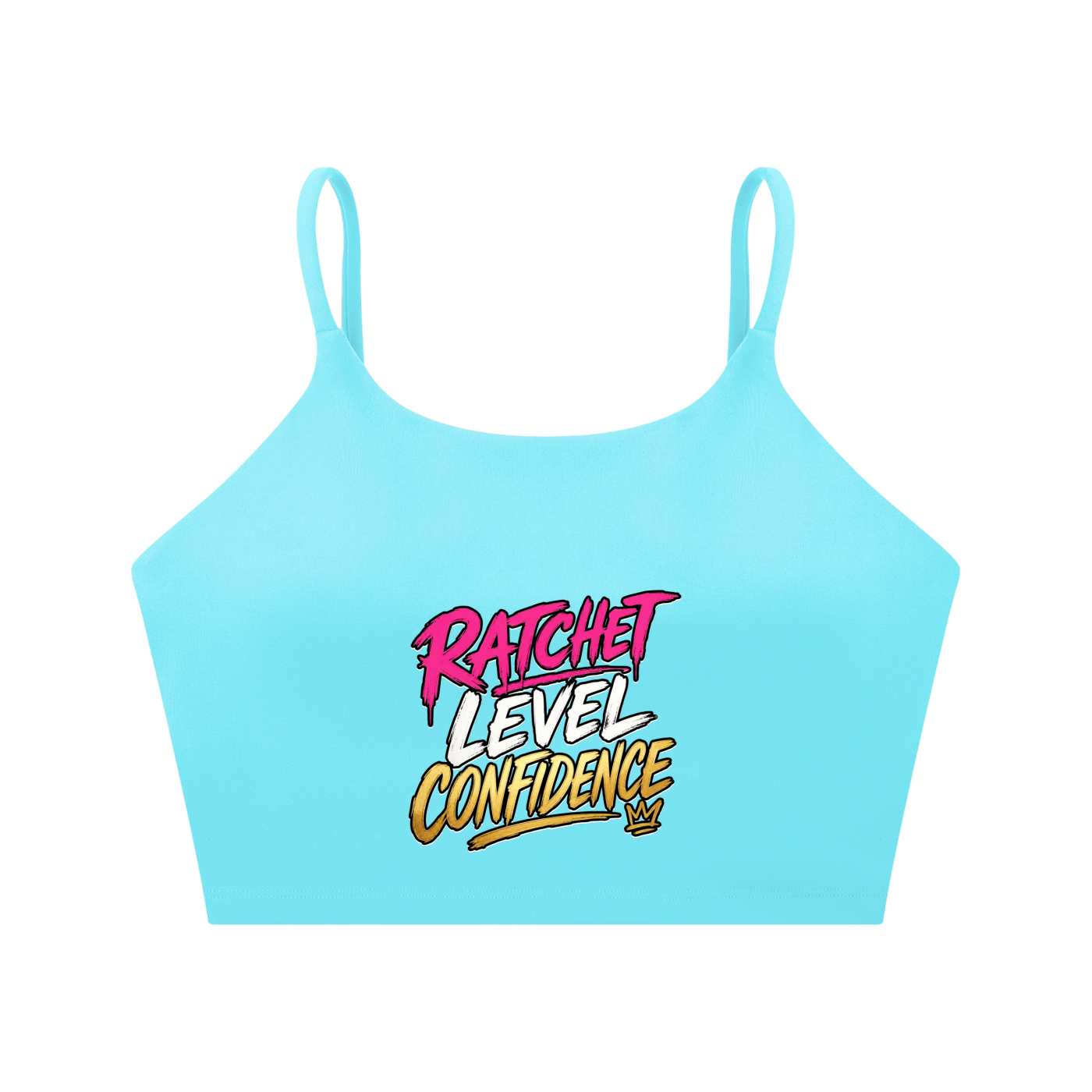 "Ratchet Level Confidence" Spaghetti Strap Yoga Sports Bra