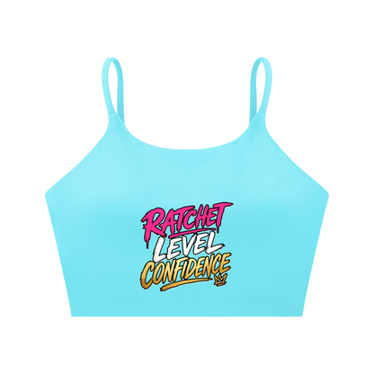 "Ratchet Level Confidence" Spaghetti Strap Yoga Sports Bra