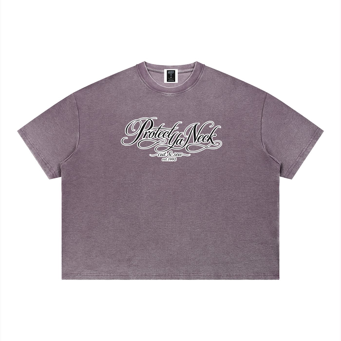 PYN™ x BKRP™ "Cut & Sew" Vintage Wash Sunfade Boxy Waffle T-Shirt
