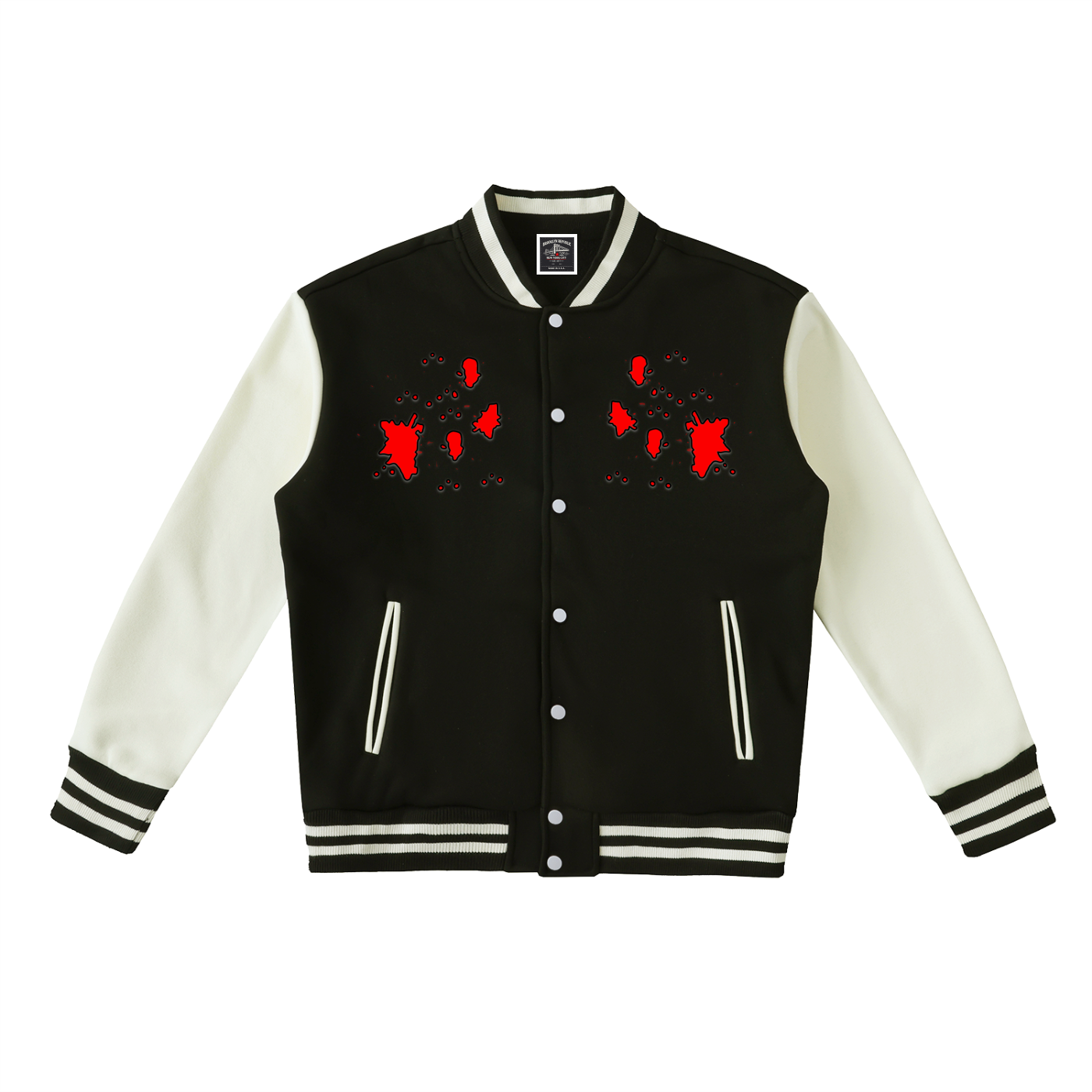 "Blood Rain" Two-Tone Fleeced Varsity Jacket