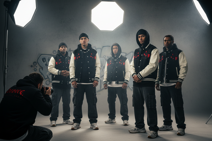 "Blood Rain" Two-Tone Fleeced Varsity Jacket