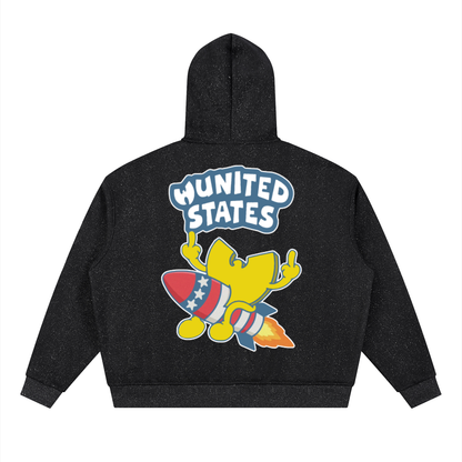 PYN™ "WUSA" Unisex Sparkles Full Zip Boxy Hoodie