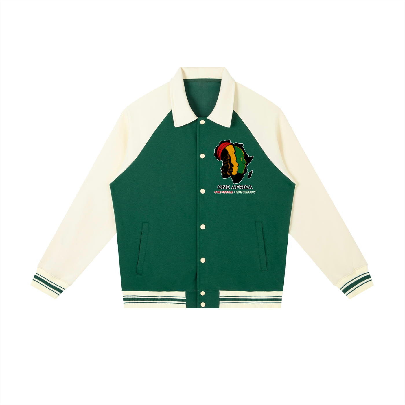 "One Blood" Raglan Sleeve Baseball Jacket
