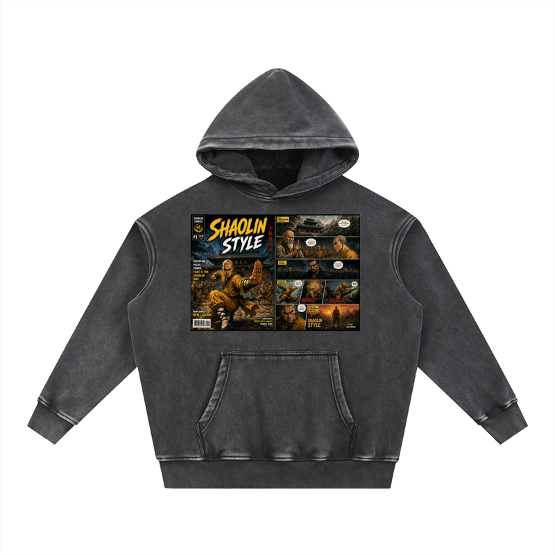 PYN™  "Shaolin Style" Snow Wash Fleece Oversize Hoodie