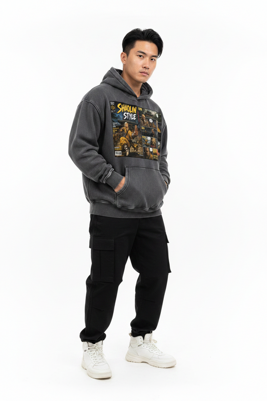 PYN™  "Shaolin Style" Snow Wash Fleece Oversize Hoodie