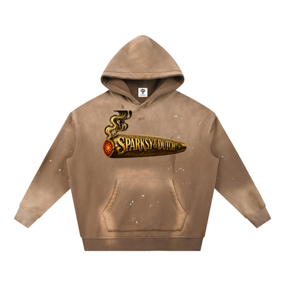 "Sparksky & Dutch" Vintage Washed Frayed Fleece Hoodie