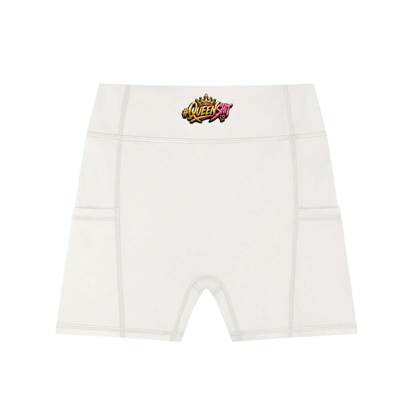 "QUEENS" Women's High-Waisted Pocket Biker Shorts